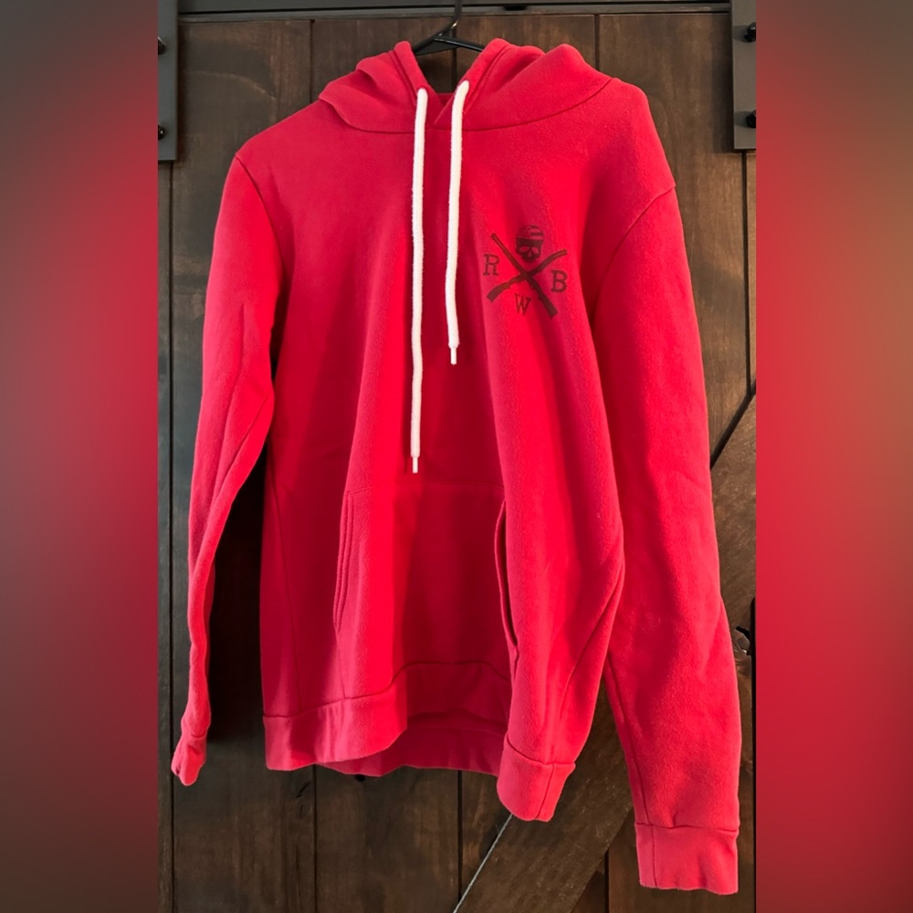 Red White & Blue Heather Red Sweatshirt with flag on back.